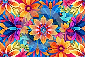 Floral Kaleidoscope: Abstract Background with an Amalgamation of Flowers Blending and Overlapping in Harmonious Patterns