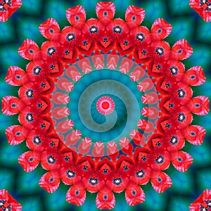 Floral kaleidoscopic pattern. Flower geometric ornament . Mandala . Abstract background