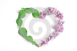 Floral layout. frame of fresh flowers and leaves on a white background. creative concept, flat lay, copy space