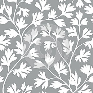 Floral leaves seamless pattern. Graden lush leaf branch background