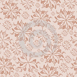 Floral leaves and stems in geometrical patterns, renaissance style in light orange