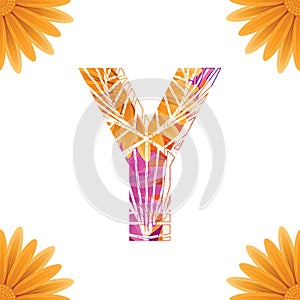 Floral Letter Y design template. Mother's Das flower logo type design concept of Abstract alphabet logo