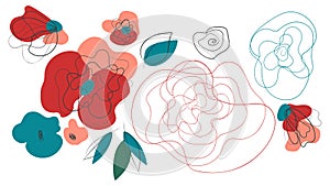 Floral line art abstract header