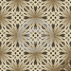 Floral line art vector seamless pattern. Ornamental black and gold background. Vintage lines flowers, leaves. Elegance beautiful