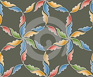 Floral line artistic decorative endless patern. Abstract organic shapes ornamental tile leaves and lines geometric pattern.