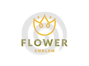 Floral logo with three leaves - vector illustration, emblem on white background