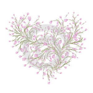 Floral love bouquet for your design, heart shape