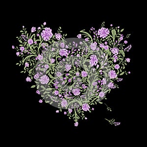 Floral love bouquet for your design, heart shape