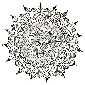 Floral mandala for coloring book