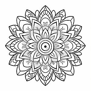 Floral Mandala Coloring Page With Ornamental Design