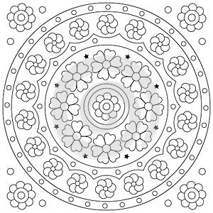 Floral mandala. Coloring page. Vector illustration of mandala