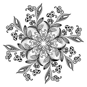 Floral Mandala Motive on white background