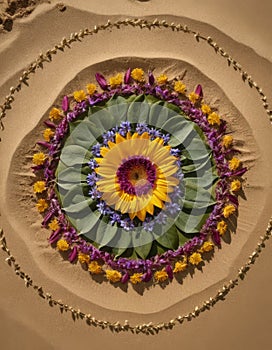 Floral Mandala on Sand