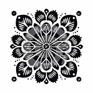 Floral Mandala Silhouette Design For Embroidery And Printmaking