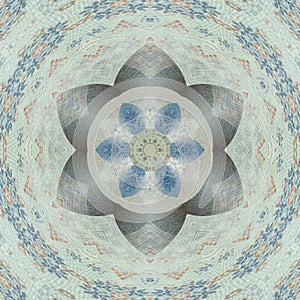 Floral medalion in blue and white, mandala or tile arabesque