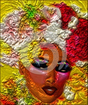 Floral, metallic abstract of woman's face