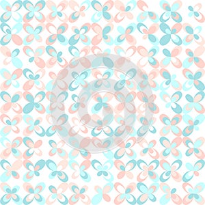 Floral mid century retro pattern, mint pink. Abstract peach and mint background.