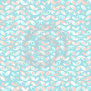 Floral mid century retro pattern, mint pink. Teal and peach background.