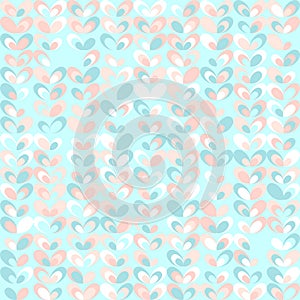 Floral mid century retro pattern, mint pink. Tiffany blue colored background.