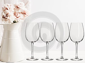 Floral Mockup - 4 empty wine glasses