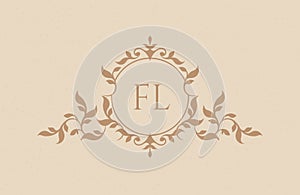 Floral  monogram frame. Ð¡lassic decorative element.
