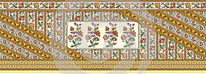 Floral mughal flower border dupatta design white background