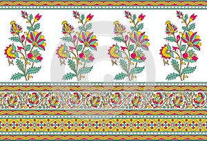 Floral mughal flower border white background