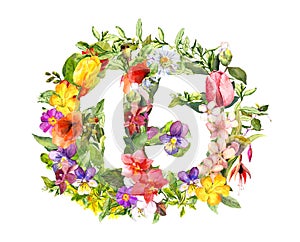 Floral number 15 fifteen from flowers. Watercolor for discount sticker