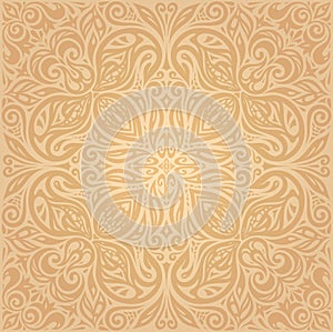 Floral Ocher ecru vector pattern wallpaper mandala design photo