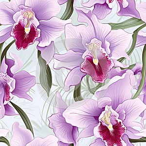 Floral orchid pattern for watercolor painting