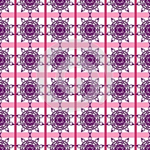 Oriental, Arabic, Islamic, Ornament, Floral, Geometric, Pink Purple Violet Seamless Vector Pattern Tile Texture Background