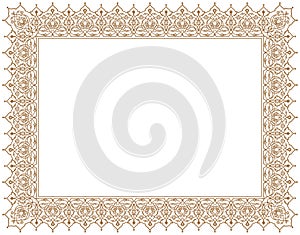 Floral Ornament Frame & Border Positif Outline in Gold Colour for certificate