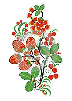 Floral ornament in Hohloma style. Russian folklore