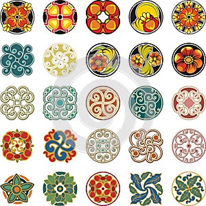 Floral Ornamental Circle Designs Set