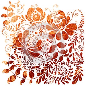 Floral ornamental copper texture