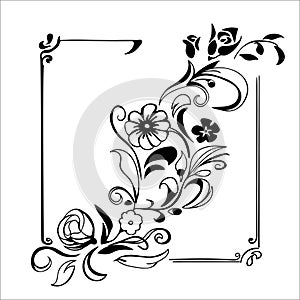 Floral ornamental hand drawn frame. Beautiful art vintage background. Elegant decorative drawing ornate pattern