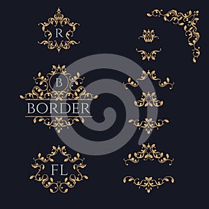 Floral ornamental monogram frames and borders.