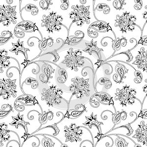 Floral ornamental seamless pattern. Flourish arabic background.