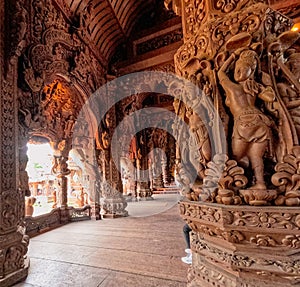 Floral ornamentation with intricate details of columns and other structural members Sanctuary of truth