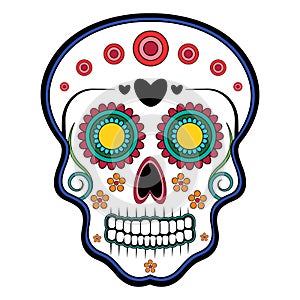 Floral ornamente head skull. Day of the dead