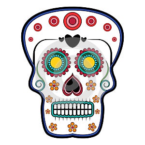 Floral ornamente head skull. Day of the dead