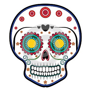 Floral ornamente head skull. Day of the dead