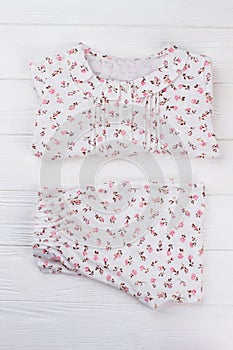 Floral pajama set on white