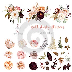 Floral pastel watercolor style big vector collection photo