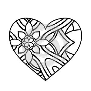 Floral pattern background with heart shape, hand drawn design