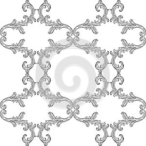 Floral pattern in baroque style. Decorative curling plant.