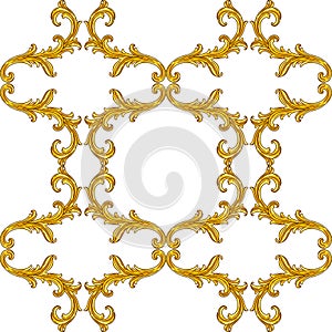 Floral pattern in baroque style. Decorative curling plant.