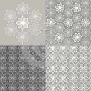 Floral pattern. Beige and white vector background. Drawing , contour, Graphic modern pattern - Vector