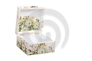 Floral pattern box decorated with decoupage paper