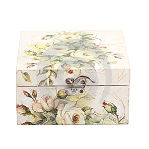 Floral pattern box decorated with decoupage paper